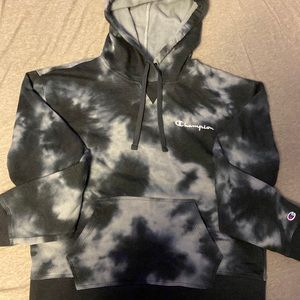 Woman’s champion black and gray tie-dye hoodie